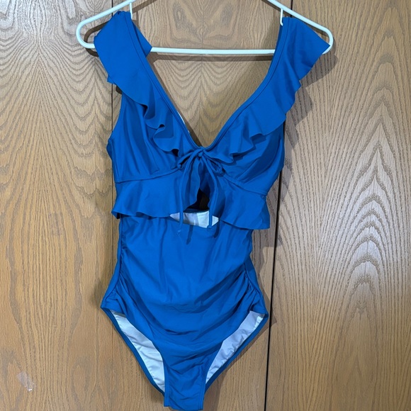 Other - Eomenie  women’s small peacock blue Ruffled Swimsuit one piece